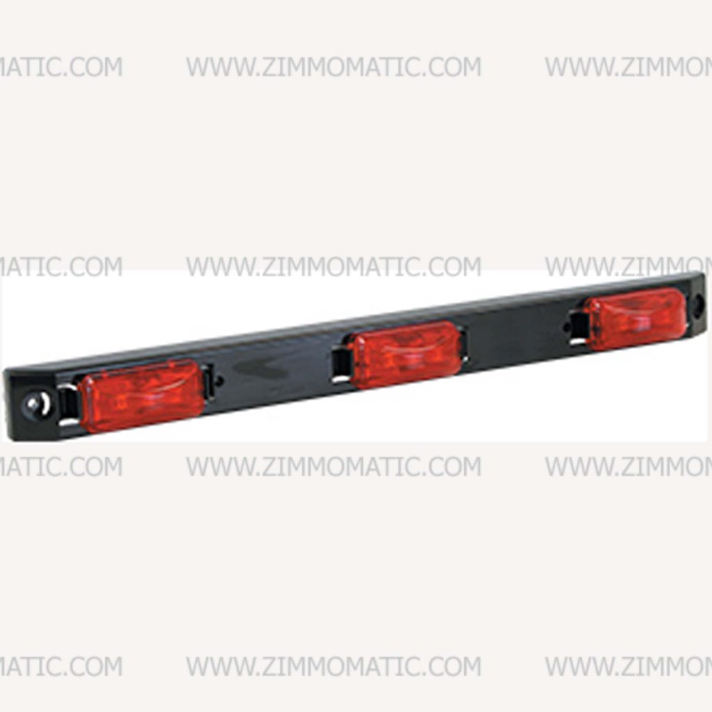 lightbar, 9 led red, plastic, 3 light surface mount light bar